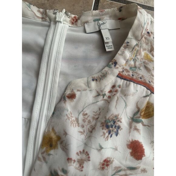 JOIE XS Silk Printed Lined Romper Floral Tasseled Drawstring - Picture 2 of 8